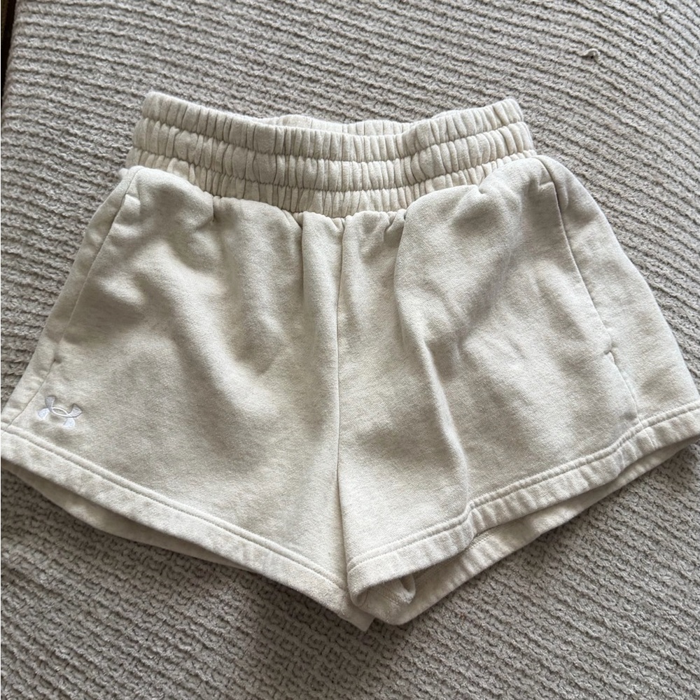Under Armour Women's Cream/Tan Elastic-Waist Athletic Shorts